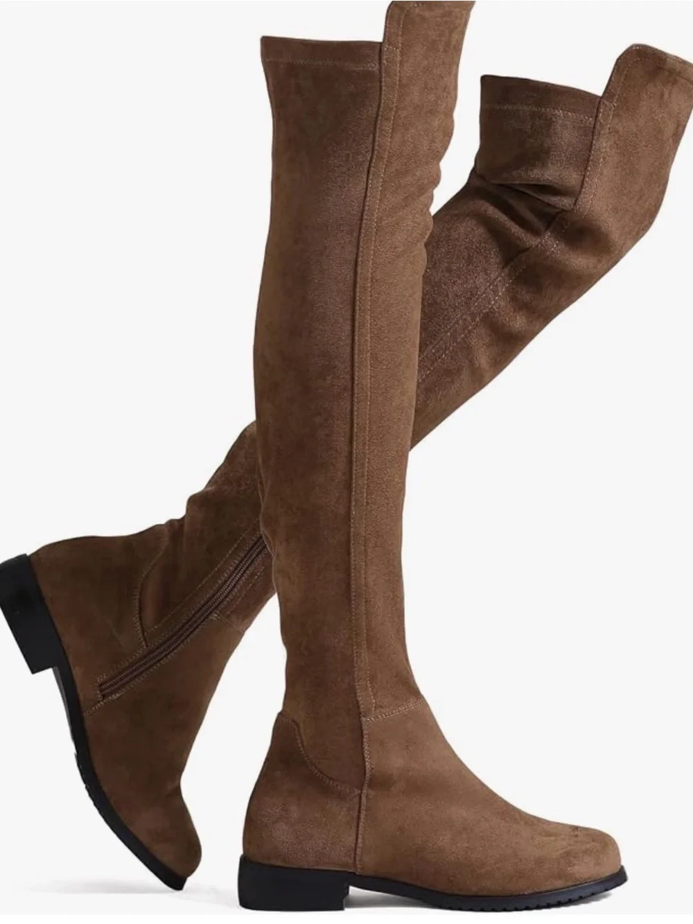 Over-the-Knee Sueded Boots in Brown